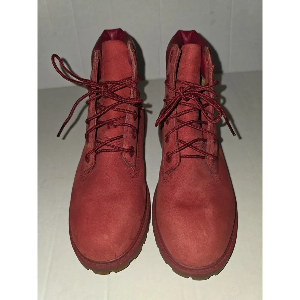Timberland 6-Inch Premium Waterproof Boot Red Nubuck Style A13HV Youth Size 4.5